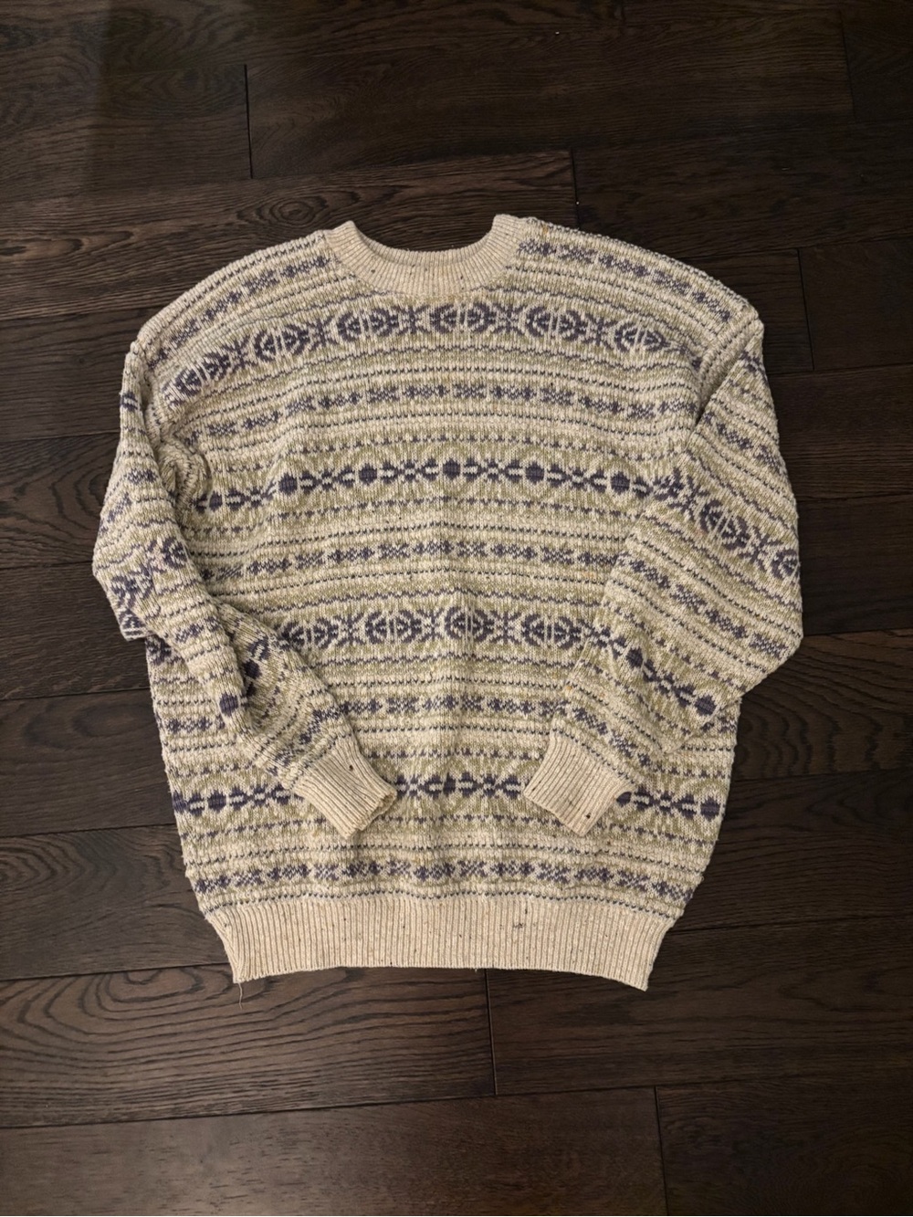 Vintage Knitted Patterned Crewneck Sweater